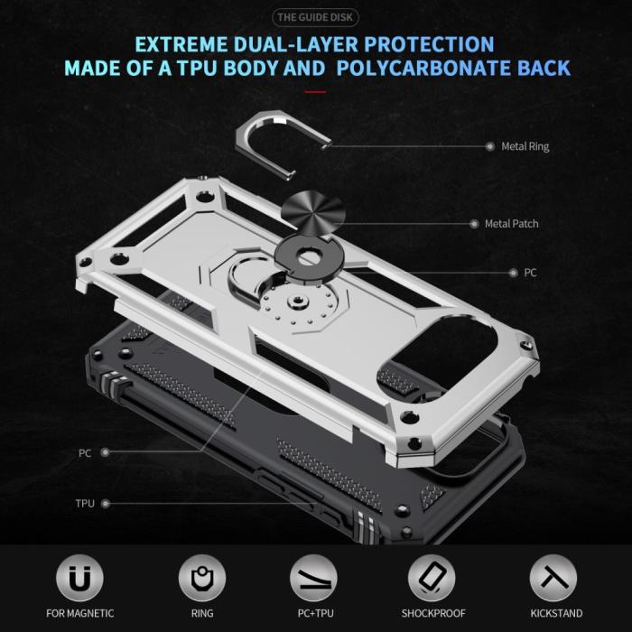 Bild 3,  Google Pixel 9a Skal Shockproof Hybrid Ring Silver - Teknikhallen.se