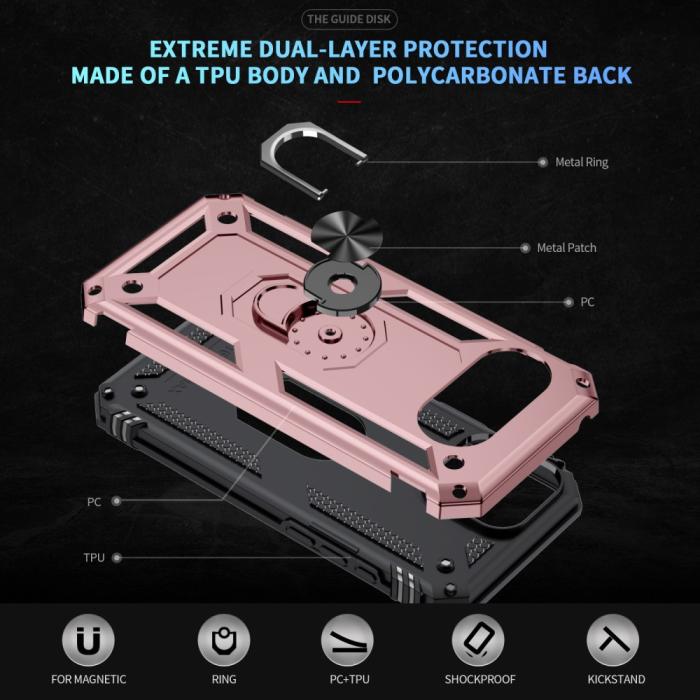 Bild 3,  Google Pixel 9a Skal Shockproof Hybrid Ring Roséguld - Teknikhallen.se