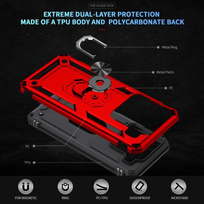 Bild 2,  Xiaomi 15 Skal Shockproof Hybrid Ring Röd - Teknikhallen.se