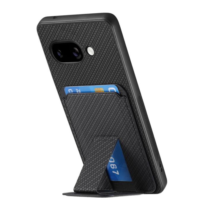 Bild 3,  Google Pixel 9a Skal Korthållare Kickstand Kolfiber Textur - Teknikhallen.se