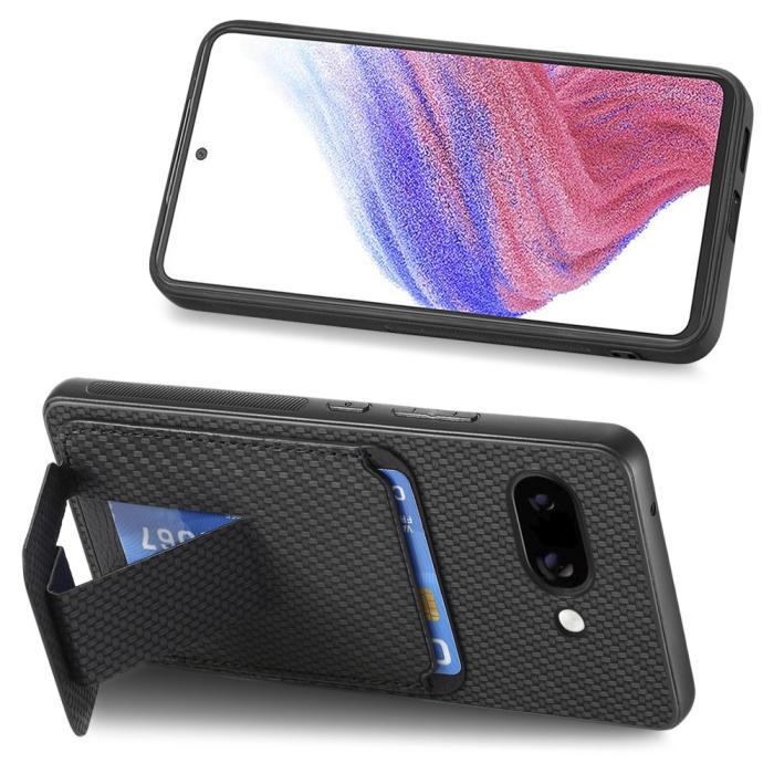 Bild 5,  Google Pixel 9a Skal Korthållare Kickstand Kolfiber Textur - Teknikhallen.se