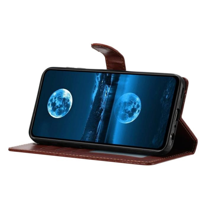 Bild 2,  Samsung Galaxy S25 Edge Fodral Läder Brun - Teknikhallen.se