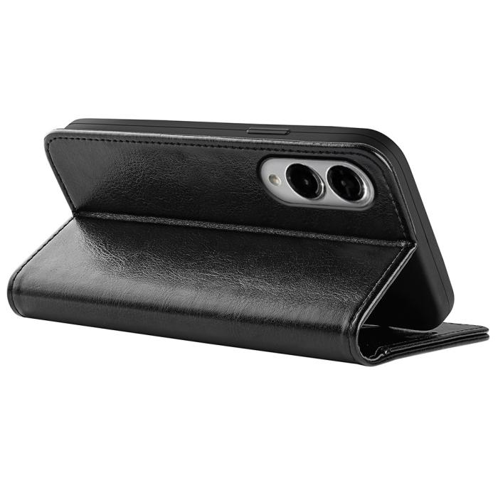 Bild 5,  Samsung Galaxy S25 Edge Fodral Crazy Horse Läder Svart - Teknikhallen.se
