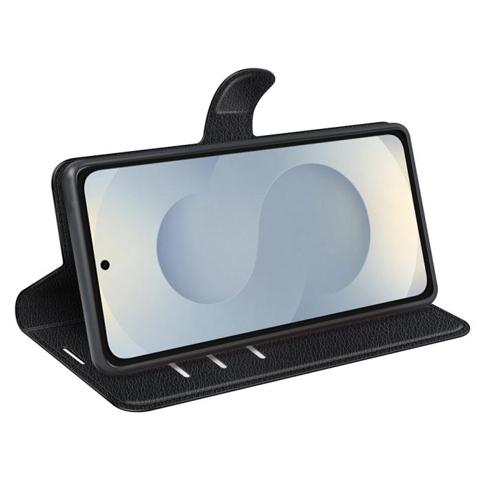 Bild 3,  Samsung Galaxy S25 Edge Fodral Litchi Läder Svart - Teknikhallen.se