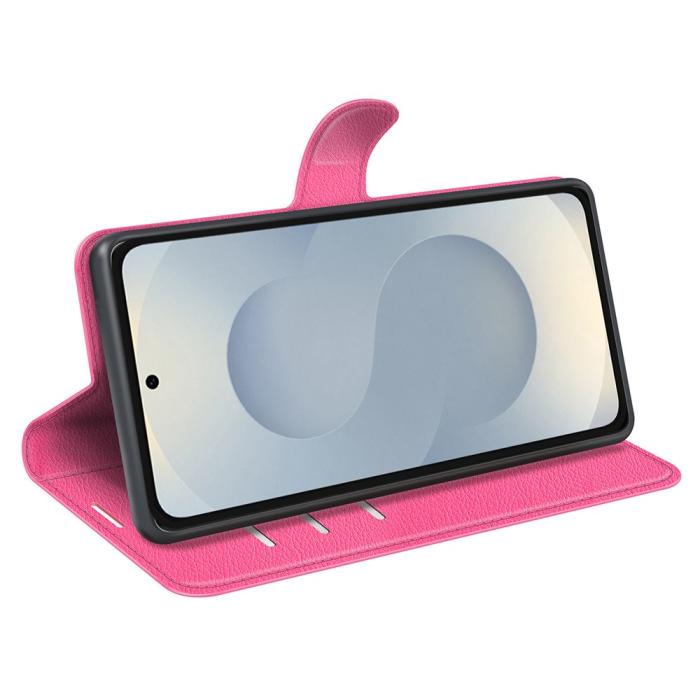 Bild 3,  Samsung Galaxy S25 Edge Fodral Litchi Läder Rosa - Teknikhallen.se