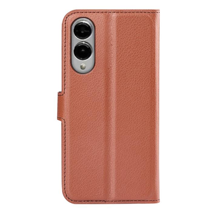Bild 6,  Samsung Galaxy S25 Edge Fodral Litchi Läder Brun - Teknikhallen.se