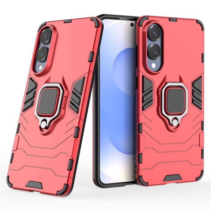 Bild 4,  Samsung Galaxy S25 Edge Skal Ring Hybrid Armor Röd - Teknikhallen.se