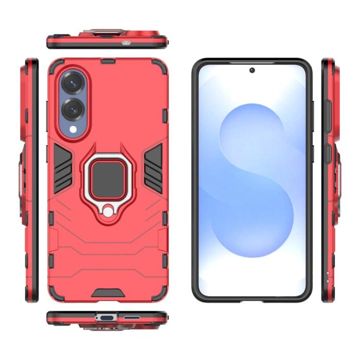 Bild 5,  Samsung Galaxy S25 Edge Skal Ring Hybrid Armor Röd - Teknikhallen.se