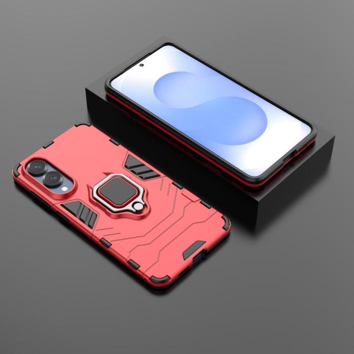 Bild 6,  Samsung Galaxy S25 Edge Skal Ring Hybrid Armor Röd - Teknikhallen.se