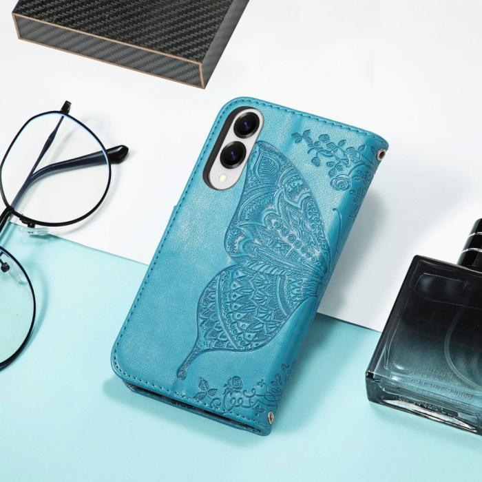Bild 6,  Samsung Galaxy S25 Edge Fodral Med Fjäril Tryck Blå - Teknikhallen.se