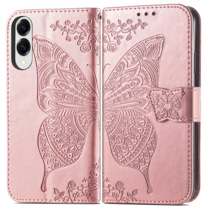 Bild 2,  Samsung Galaxy S25 Edge Fodral Med Fjäril Tryck Roséguld - Teknikhallen.se