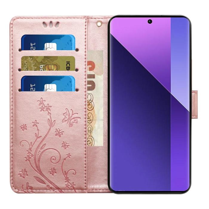 Bild 2,  Samsung Galaxy S25 Edge Fodral Med Blommigt Tryck Roséguld - Teknikhallen.se