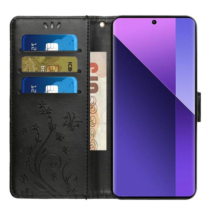 Bild 2,  Samsung Galaxy S25 Edge Fodral Med Blommigt Tryck Svart - Teknikhallen.se