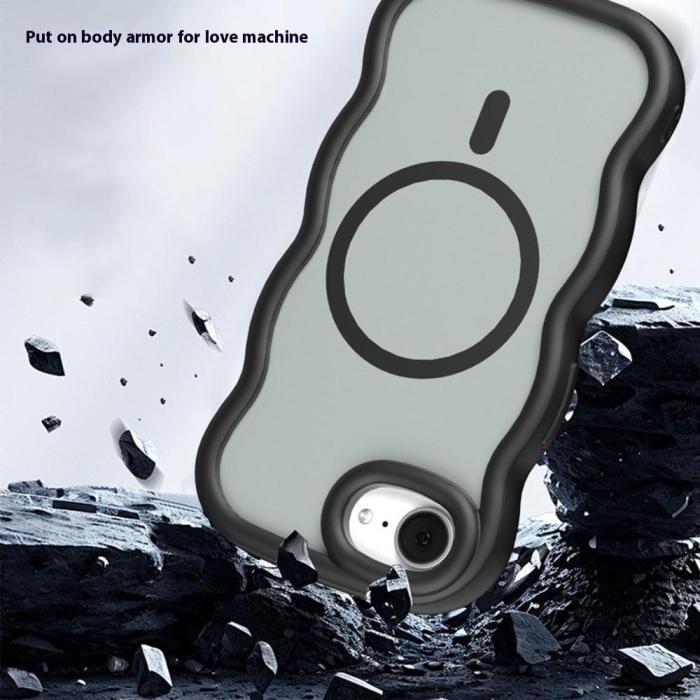 Bild 2,  iPhone 17e / 16e Skal MagSafe Wavy Matt Svart - Teknikhallen.se