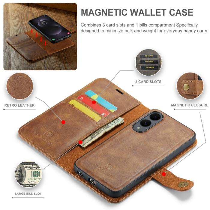 Bild 4, DG.MING DG.MING Galaxy S25 Edge 2in1 Magnet Fodral / Skal Brun - Teknikhallen.se