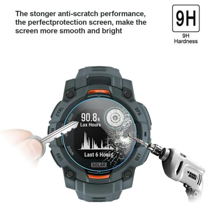 Bild 3,  Garmin Instinct 3 50 mm 3-PACK Skärmskydd Härdat Glas - Teknikhallen.se