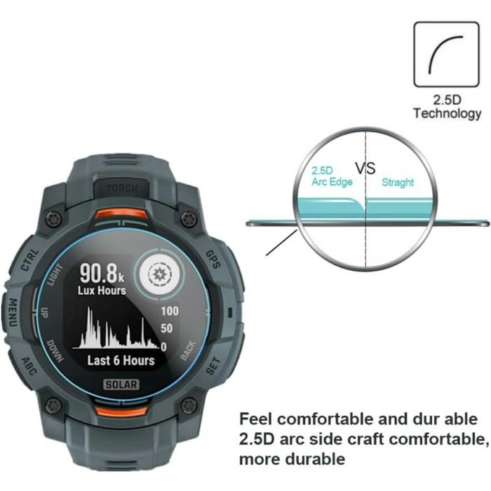 Bild 4,  Garmin Instinct 3 50 mm 3-PACK Skärmskydd Härdat Glas - Teknikhallen.se