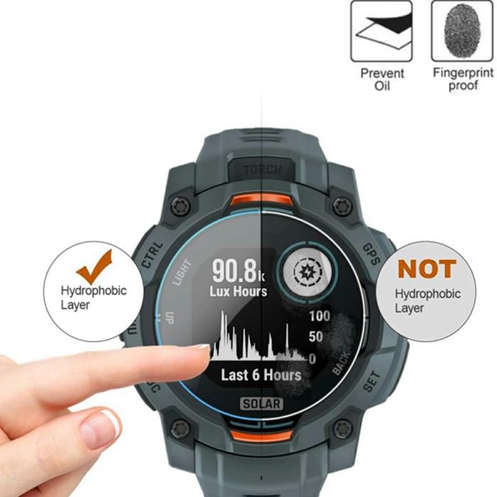 Bild 5,  Garmin Instinct 3 50 mm 3-PACK Skärmskydd Härdat Glas - Teknikhallen.se