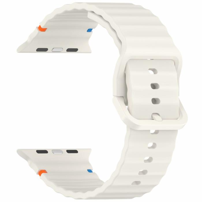 Bild 3,  Apple Watch 42/44/45/46/49 mm Armband Silikon Wave Off White - Teknikhallen.se