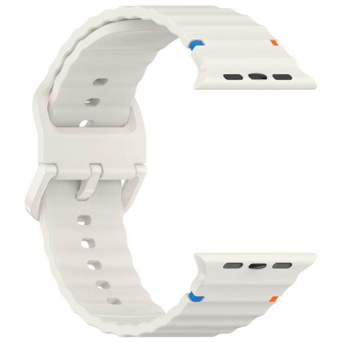 Bild 4,  Apple Watch 42/44/45/46/49 mm Armband Silikon Wave Off White - Teknikhallen.se