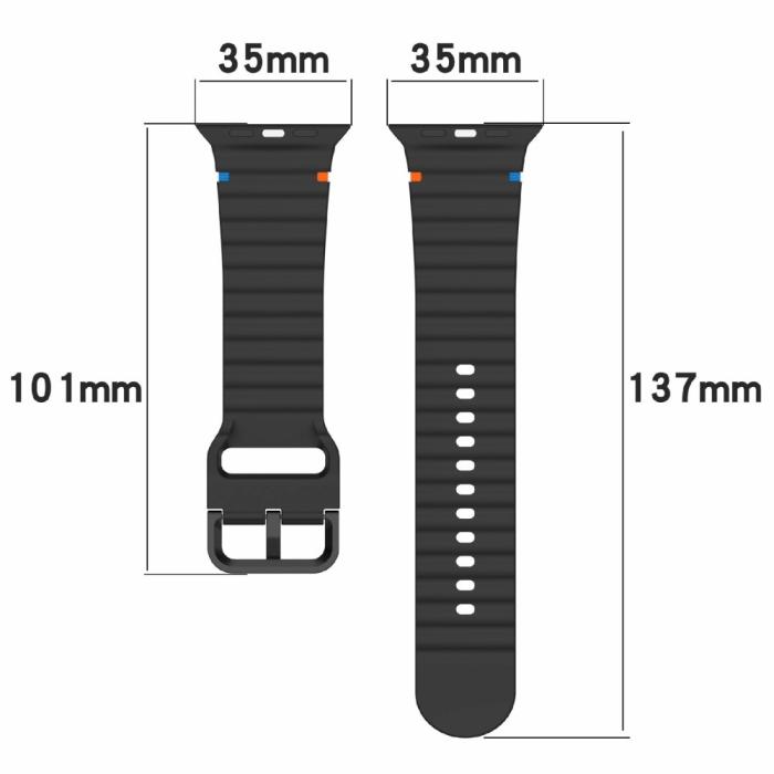 Bild 6,  Apple Watch 42/44/45/46/49 mm Armband Silikon Wave Off White - Teknikhallen.se