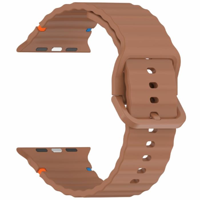 Bild 3,  Apple Watch 42/44/45/46/49 mm Armband Silikon Wave Brun - Teknikhallen.se