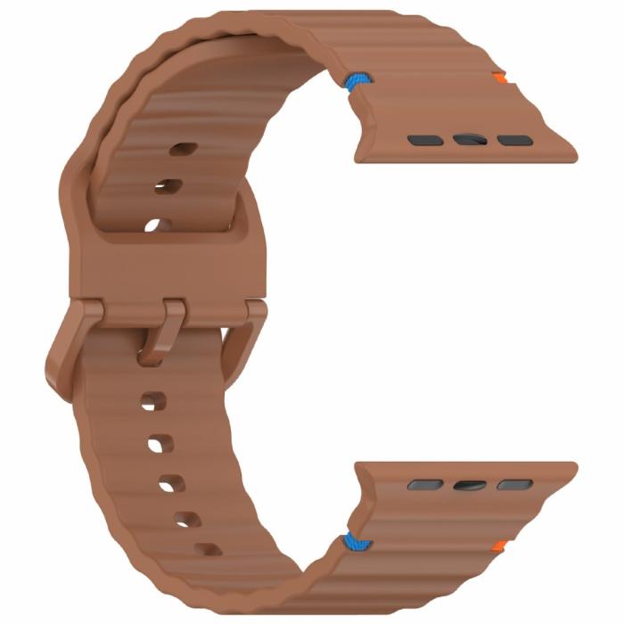 Bild 4,  Apple Watch 42/44/45/46/49 mm Armband Silikon Wave Brun - Teknikhallen.se