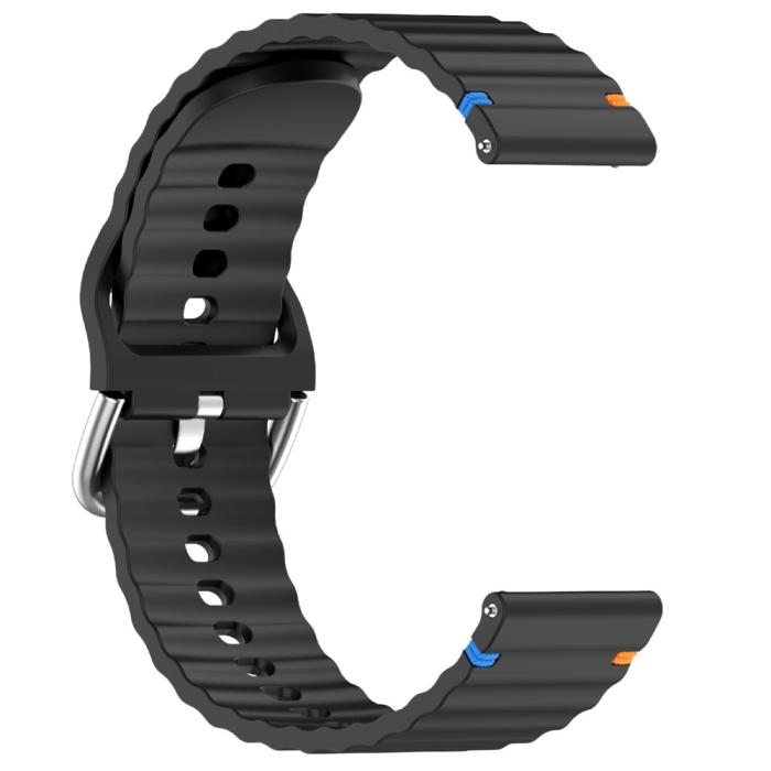 Bild 3,  Klockarmband 22 mm Silikon Wave Design Svart - Teknikhallen.se