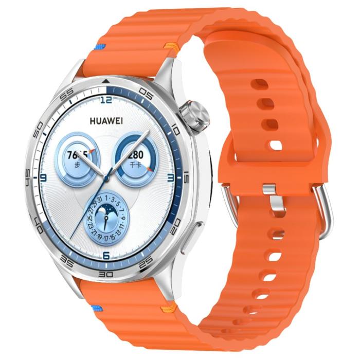 Bild 2,  Klockarmband 22 mm Silikon Wave Design Orange - Teknikhallen.se