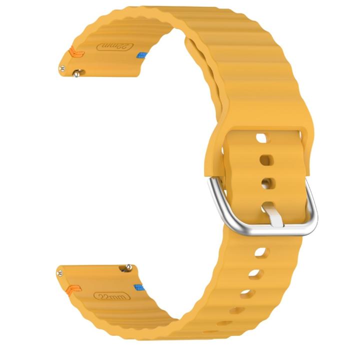 Bild 4,  Klockarmband 22 mm Silikon Wave Design Gul - Teknikhallen.se