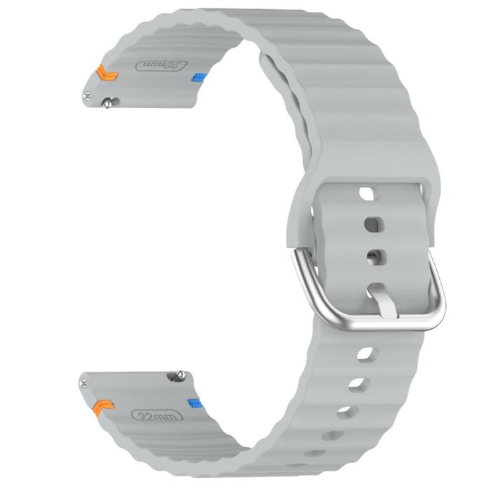 Bild 4,  Klockarmband 22 mm Silikon Wave Design Grå - Teknikhallen.se
