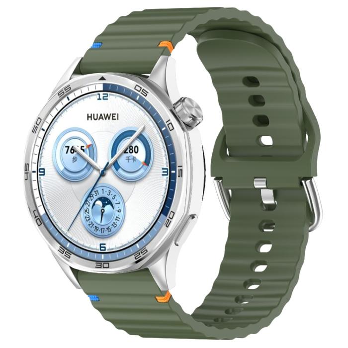 Bild 2,  Klockarmband 22 mm Silikon Wave Design Militär Grön - Teknikhallen.se