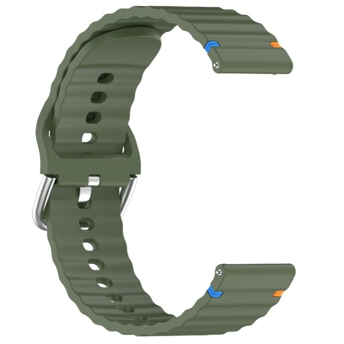 Bild 3,  Klockarmband 22 mm Silikon Wave Design Militär Grön - Teknikhallen.se