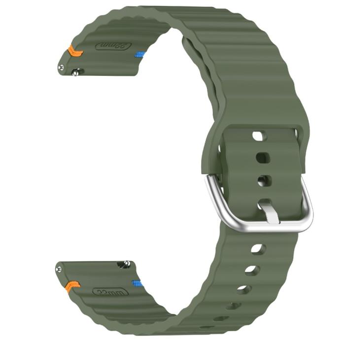 Bild 4,  Klockarmband 22 mm Silikon Wave Design Militär Grön - Teknikhallen.se