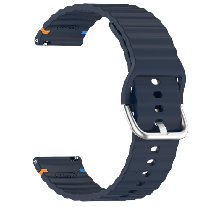 Bild 4,  Klockarmband 22 mm Silikon Wave Design Mörk Blå - Teknikhallen.se