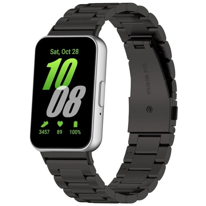 Bild 4,  Samsung Galaxy Watch Fit 3 Klockarmband Rostfritt Stål Svart - Teknikhallen.se