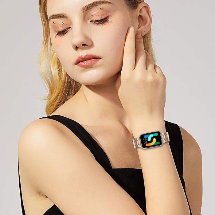 Bild 6,  Samsung Galaxy Watch Fit 3 Armband Rostfritt Stål Guld - Teknikhallen.se