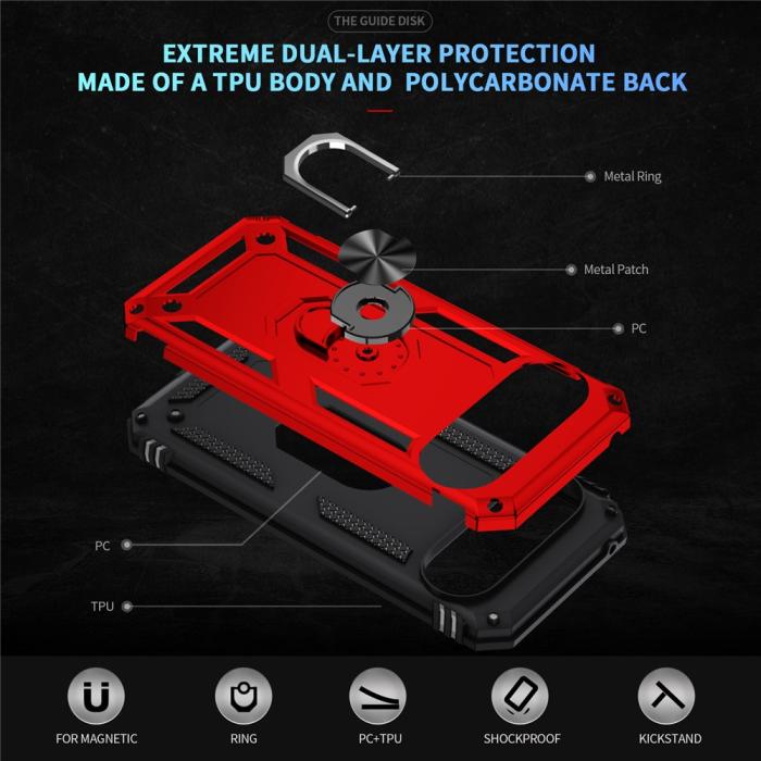 Bild 4,  Google Pixel 10 / 10 Pro Skal Armor Ring Hybrid Röd - Teknikhallen.se