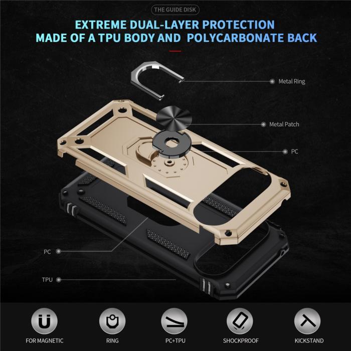 Bild 4,  Google Pixel 10 / 10 Pro Skal Armor Ring Hybrid Guld - Teknikhallen.se