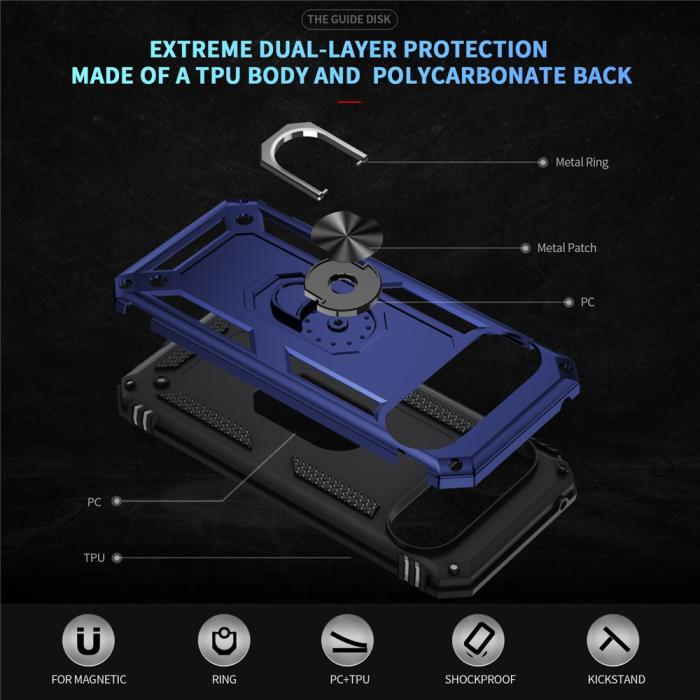Bild 4,  Google Pixel 10 / 10 Pro Skal Armor Ring Hybrid Blå - Teknikhallen.se