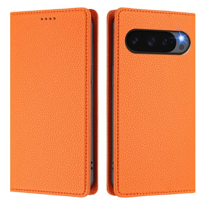 Bild 3,  Google Pixel 10/10 Pro / 9/9 Pro Fodral RFID Litchi Läder Orange - Teknikhallen.se