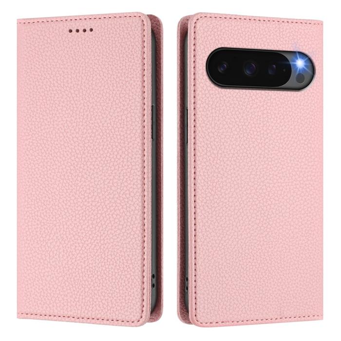 Bild 3,  Google Pixel 10/10 Pro / 9/9 Pro Fodral RFID Litchi Läder Rosa - Teknikhallen.se