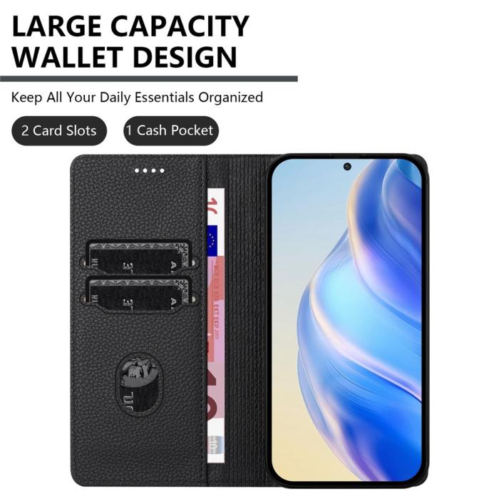 Bild 6,  Google Pixel 10/10 Pro / 9/9 Pro Fodral RFID Litchi Läder Svart - Teknikhallen.se