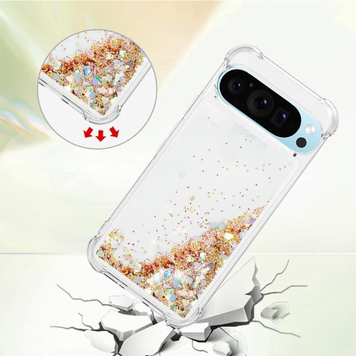 Bild 4,  Google Pixel 10 / 10 Pro Skal Glitter Quicksand Guld - Teknikhallen.se