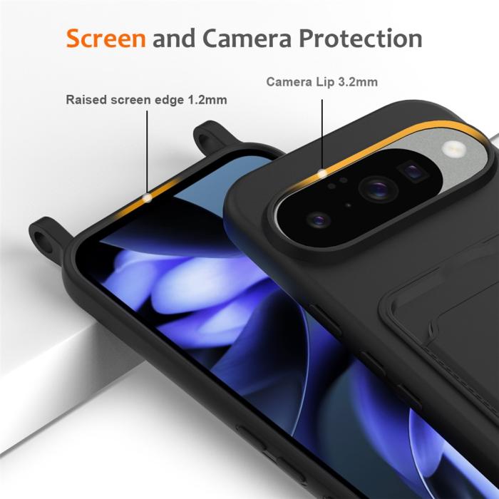 Bild 6,  Google Pixel 10 Skal Med Kortfack & Mobilsnöre Silikon Svart - Teknikhallen.se