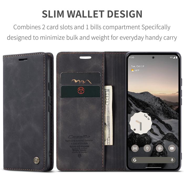 Bild 2, CASEME CASEME Google Pixel 10/10 Pro / 9/9 Pro Fodral Flip Retro Läder - Teknikhallen.se