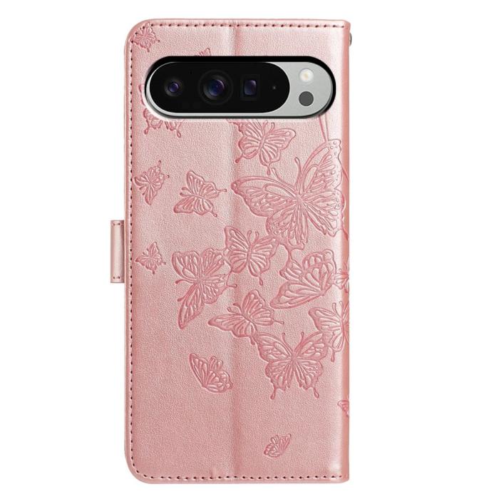 Bild 5,  Google Pixel 10 Pro XL/ 9 Pro XL Fodral Fjäril Tryck Roséguld - Teknikhallen.se