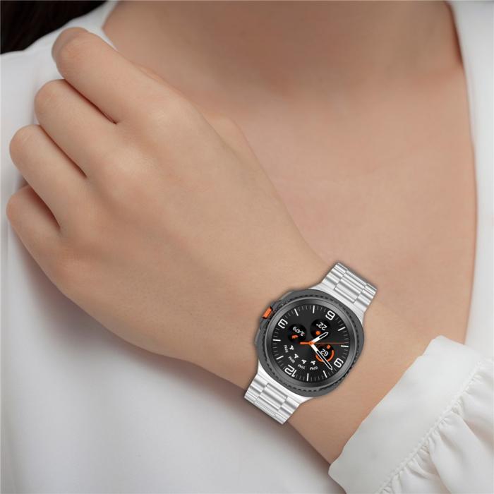 Bild 6,  Galaxy Watch 8 46/44/40 mm Armband Rostfritt Stål Silver - Teknikhallen.se