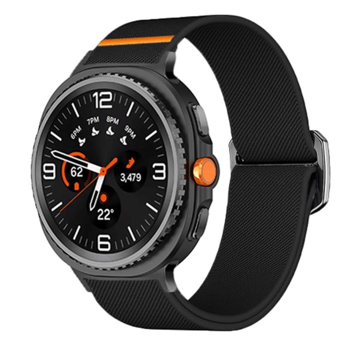 Bild 2,  Galaxy Watch 8 46/44/40 mm Armband Justerbart Nylon Svart - Teknikhallen.se