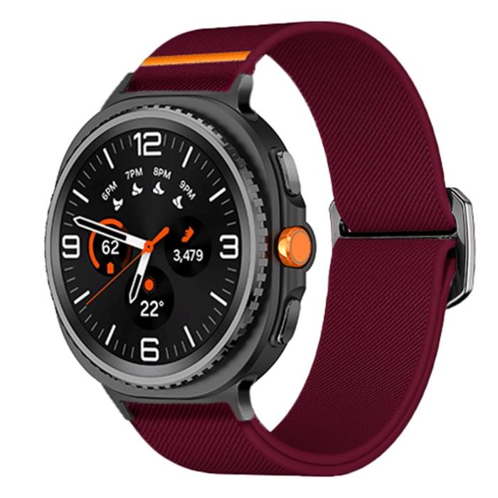 Bild 2,  Galaxy Watch 8 46/44/40 mm Armband Justerbart Nylon Vinröd - Teknikhallen.se